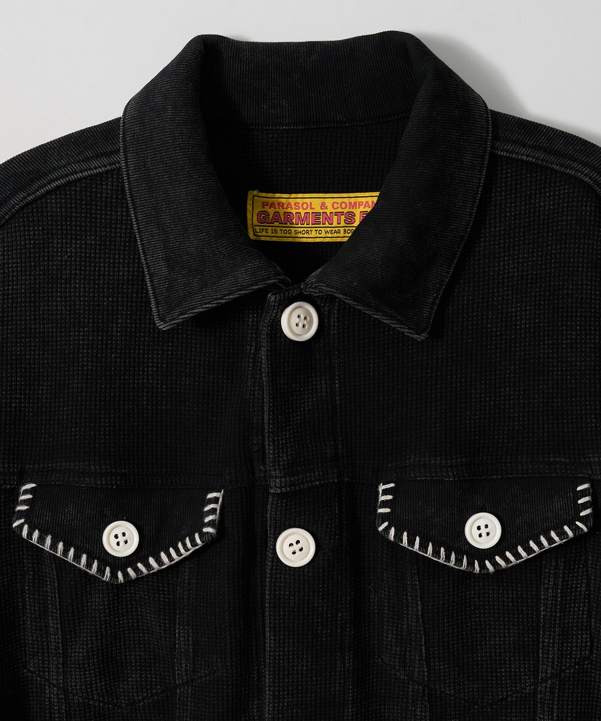 가먼츠팹(GARMENTS FAB) Washed Waffle Jacket (BLACK)