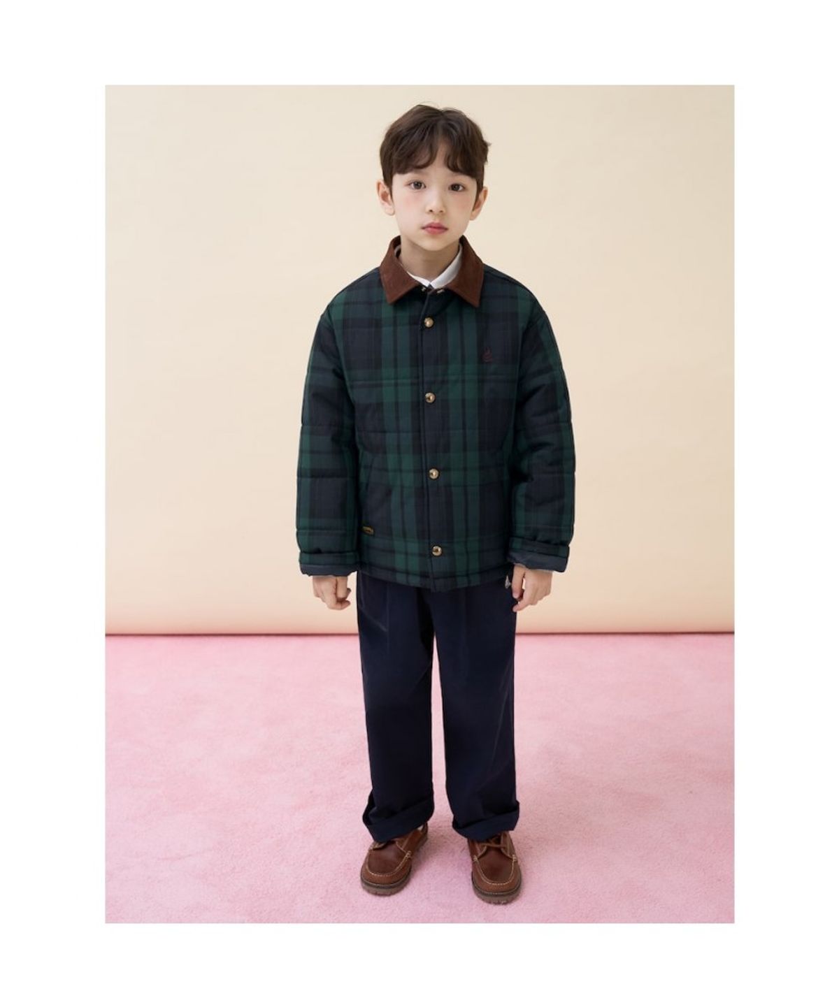 빈폴 키즈(BEANPOLE KIDS) 클래식 체크 패딩 점퍼  그린 (BI6138U03M)