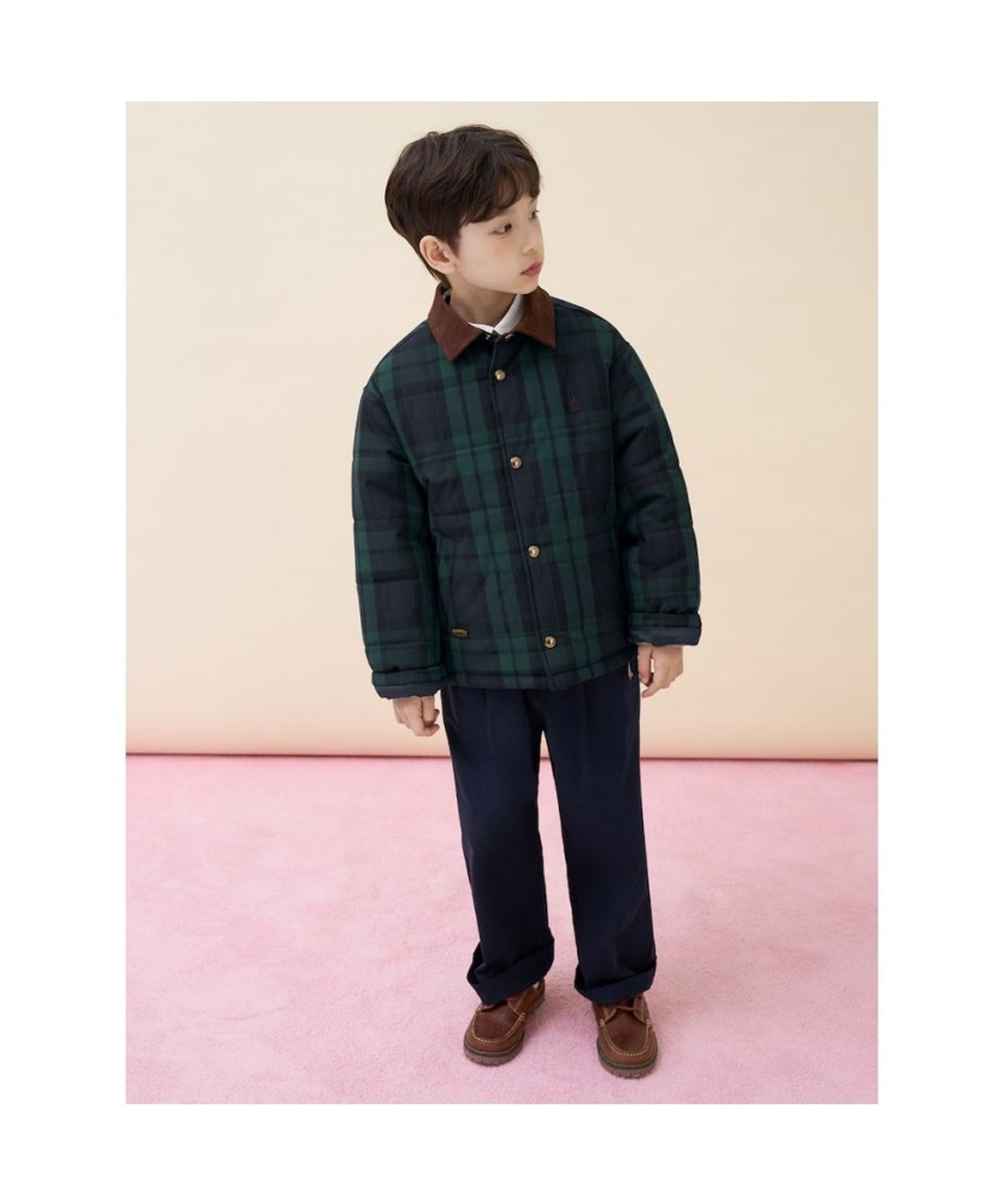 빈폴 키즈(BEANPOLE KIDS) 클래식 체크 패딩 점퍼  그린 (BI6138U03M)