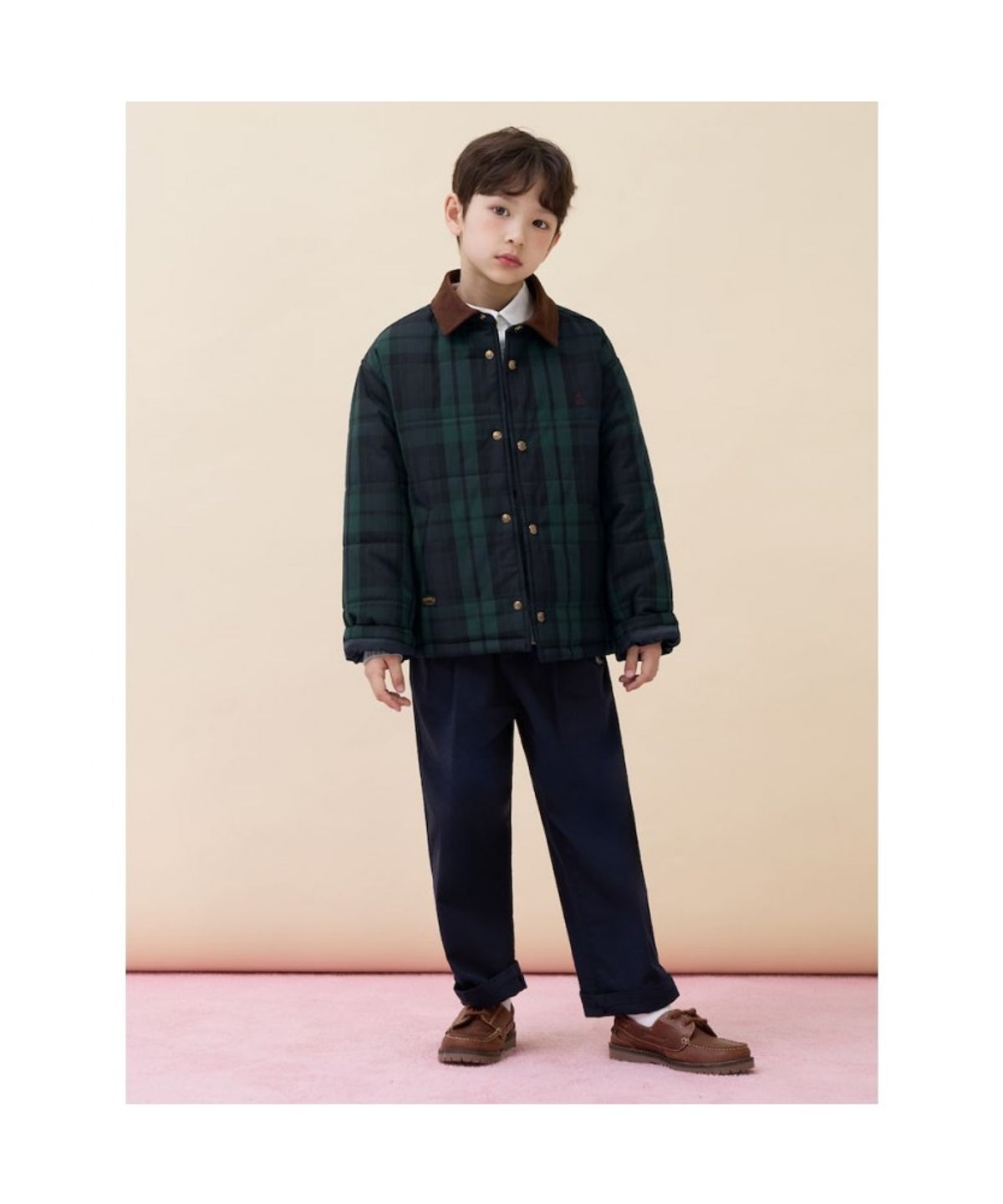 빈폴 키즈(BEANPOLE KIDS) 클래식 체크 패딩 점퍼  그린 (BI6138U03M)