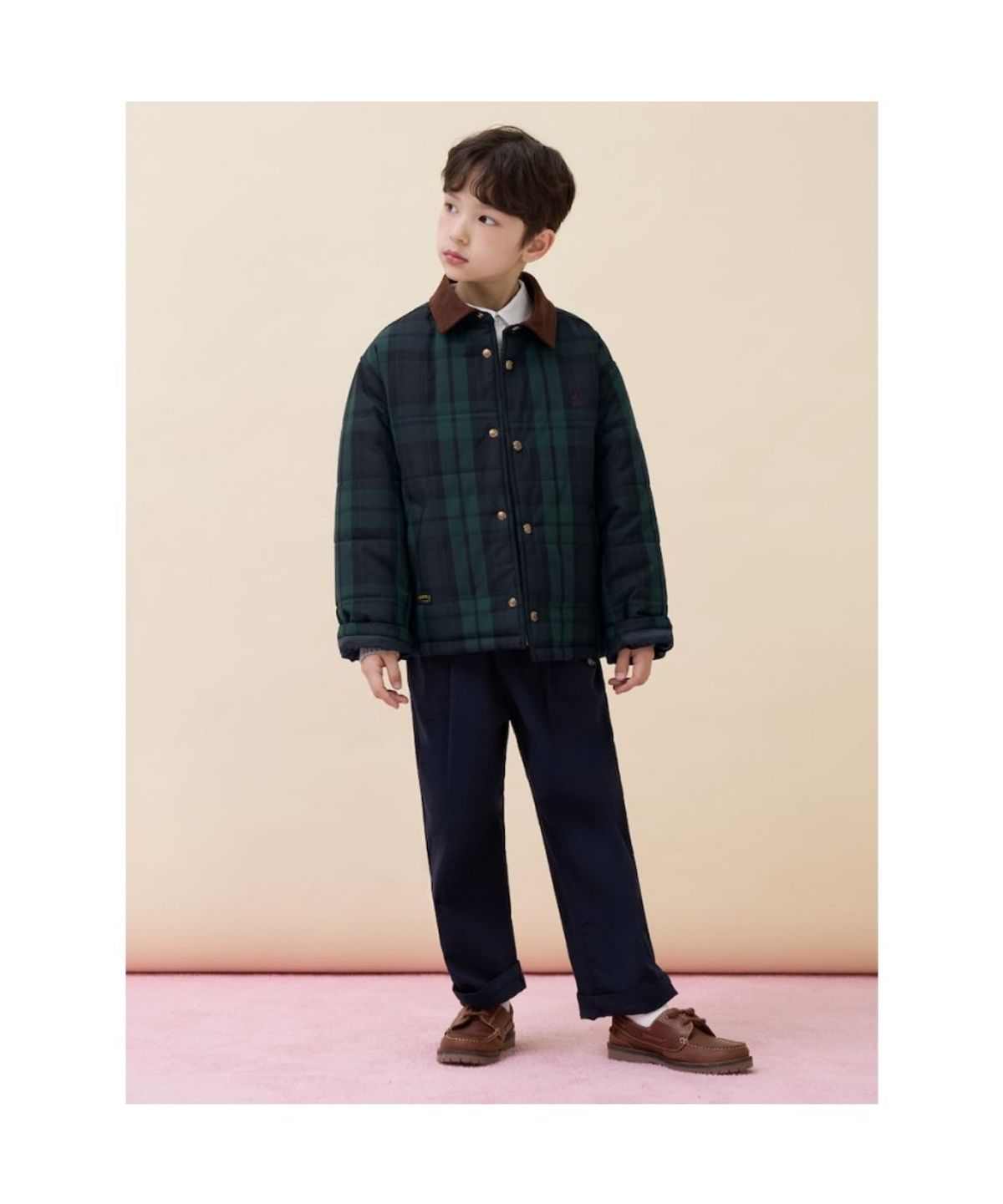빈폴 키즈(BEANPOLE KIDS) 클래식 체크 패딩 점퍼  그린 (BI6138U03M)