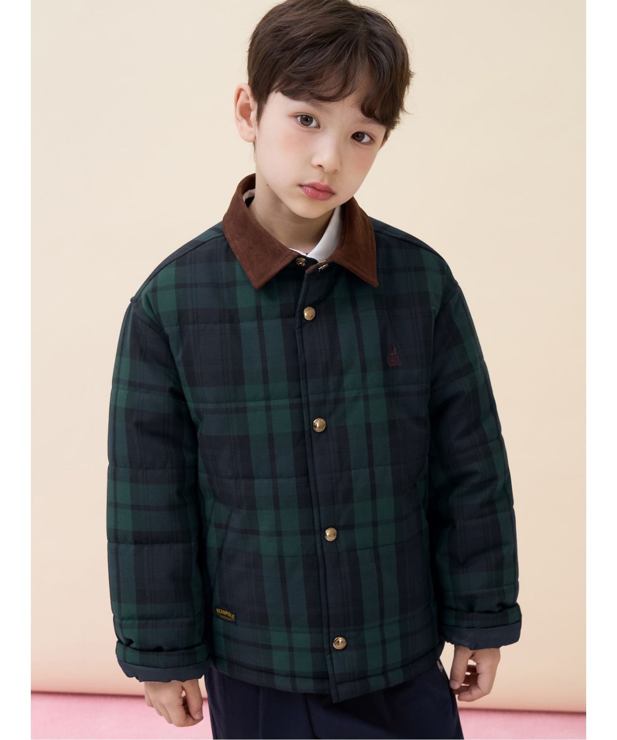 빈폴 키즈(BEANPOLE KIDS) 클래식 체크 패딩 점퍼  그린 (BI6138U03M)
