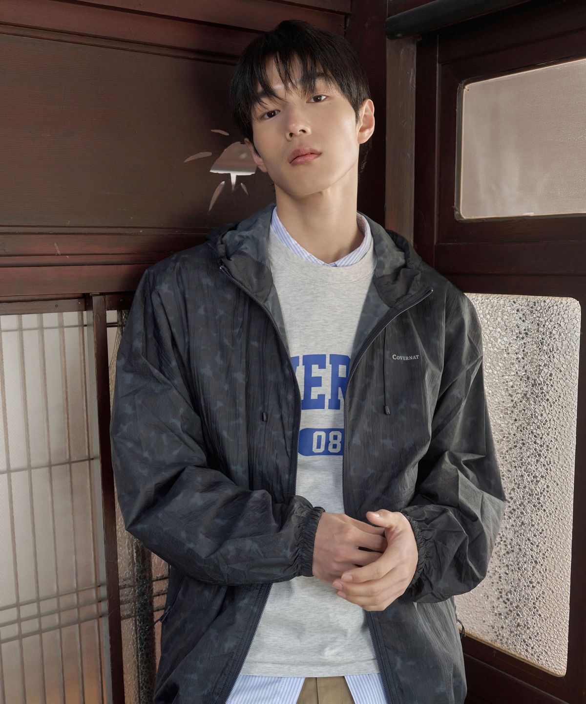 커버낫(COVERNAT) 아치 08 로고 티셔츠 멜란지 그레이