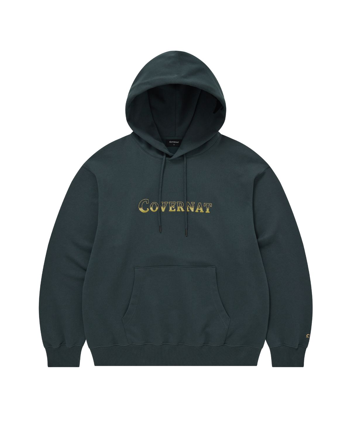 커버낫(COVERNAT) 투톤 로고 후디 그레이쉬 블루