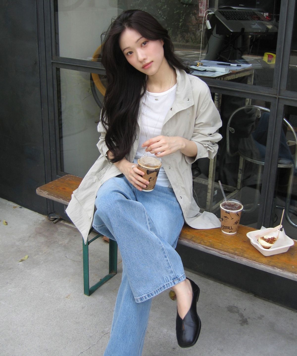 올리브 데 올리브(OLIVE DES OLIVE) 슬림 와이드 데님 팬츠 OJ6SL1750
