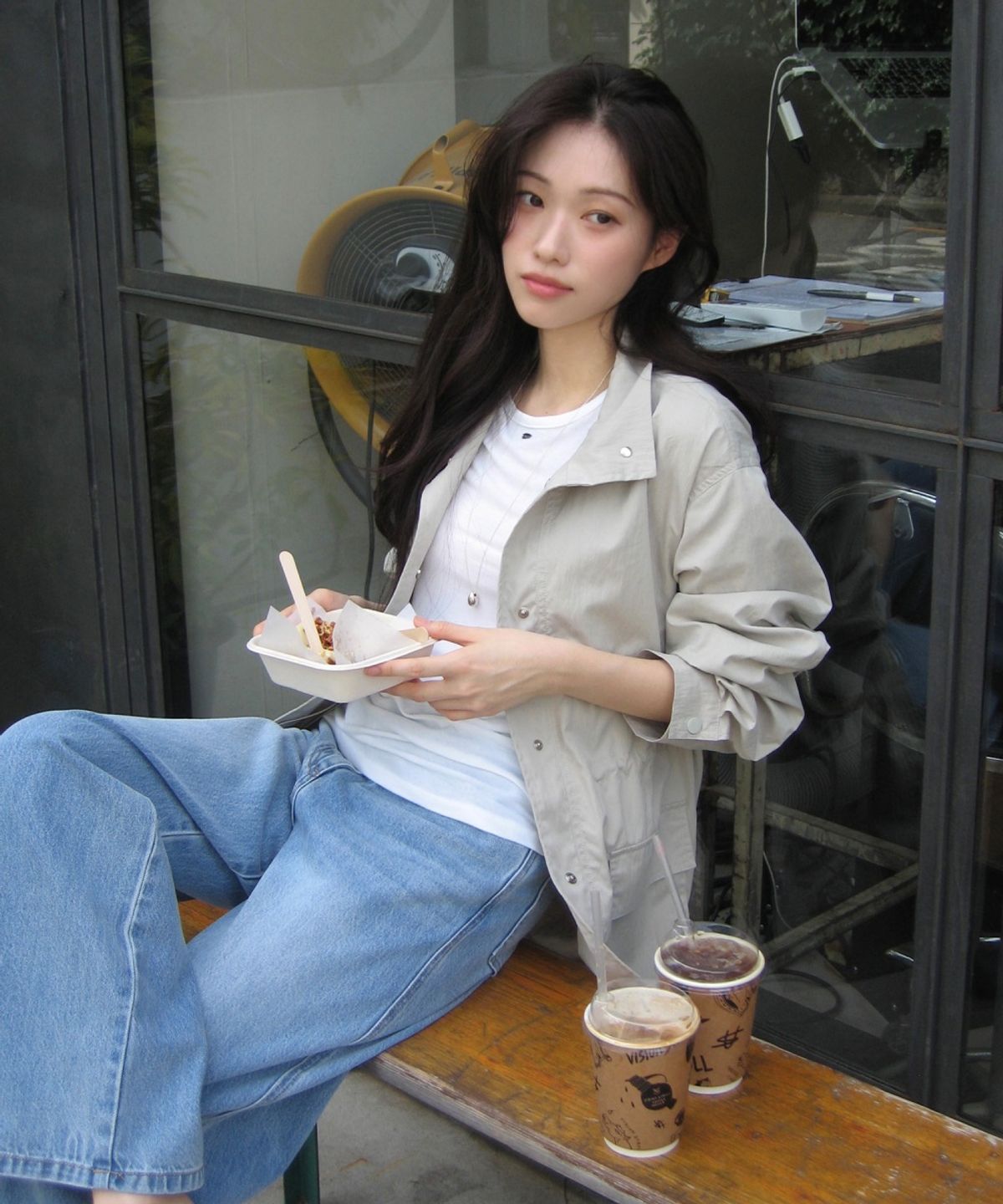 올리브 데 올리브(OLIVE DES OLIVE) 슬림 와이드 데님 팬츠 OJ6SL1750