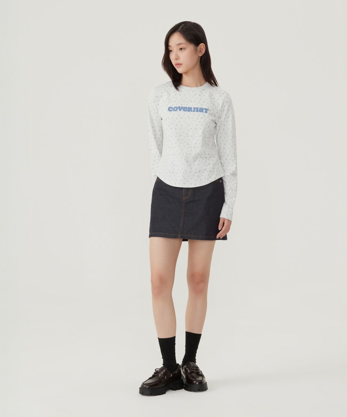 커버낫 우먼(COVERNAT WOMAN) 우먼 데님 미니 스커트 인디고