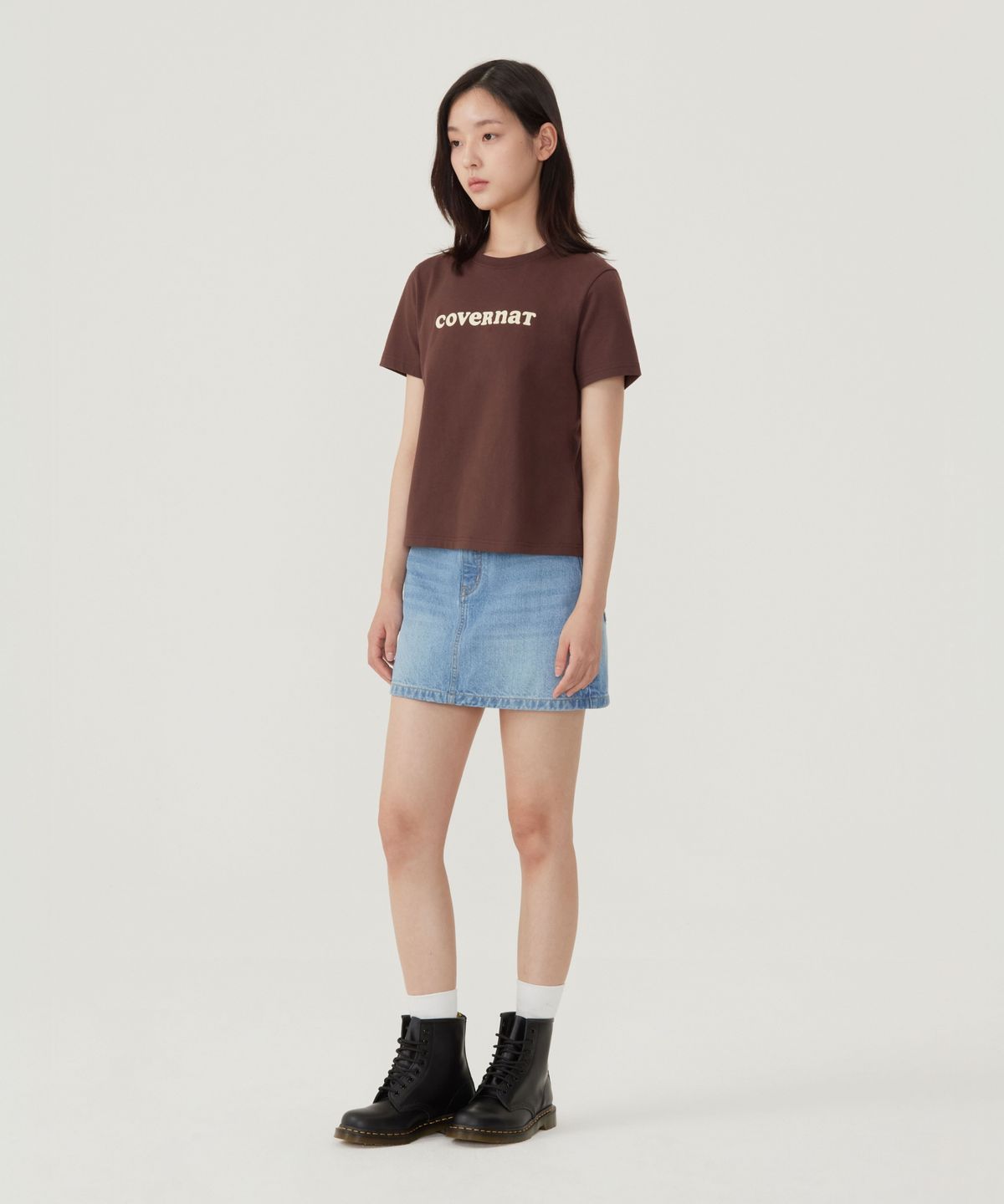 커버낫 우먼(COVERNAT WOMAN) 우먼 데님 미니 스커트 블루