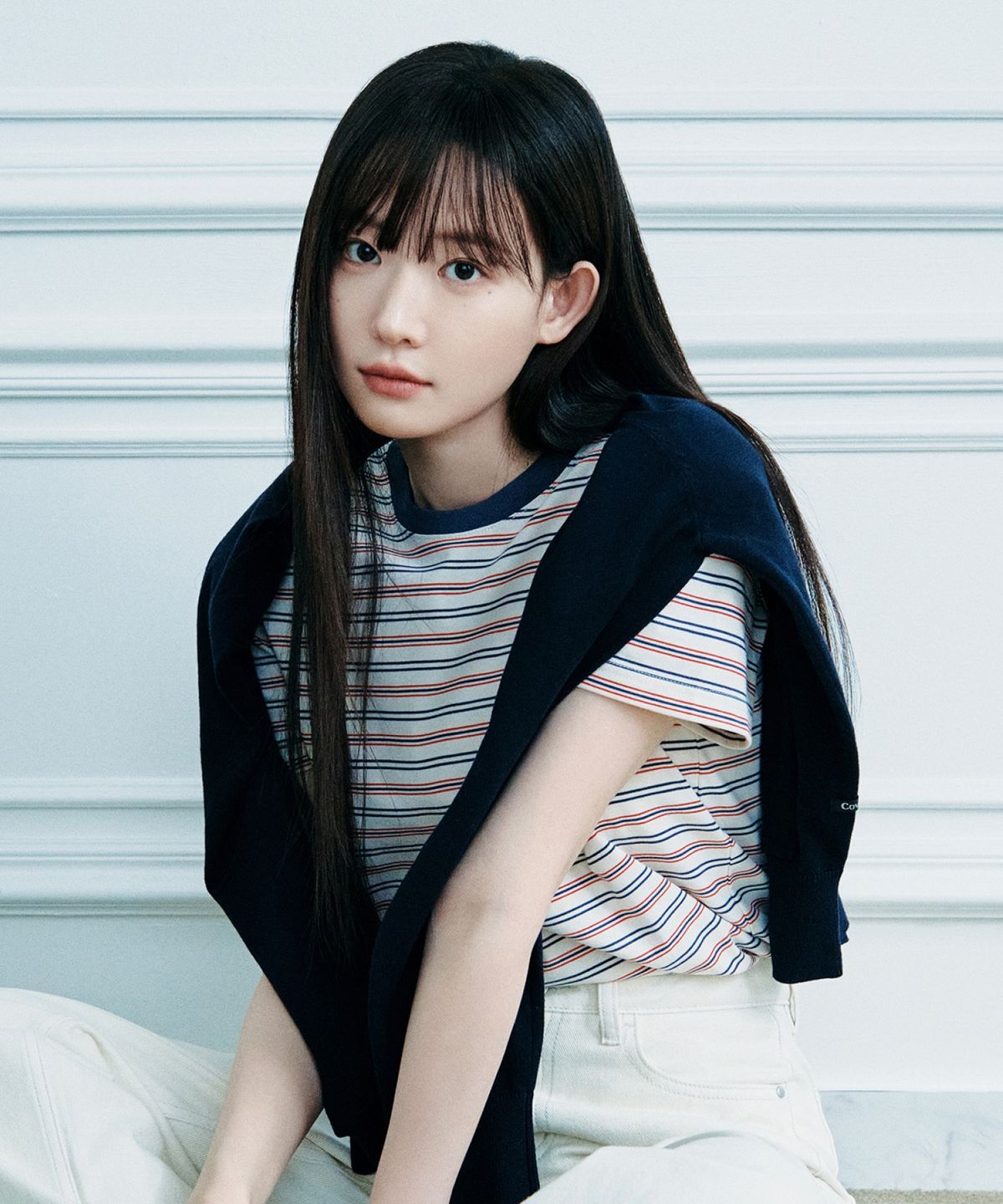 커버낫 우먼(COVERNAT WOMAN) 우먼 스트라이프 티셔츠 차콜