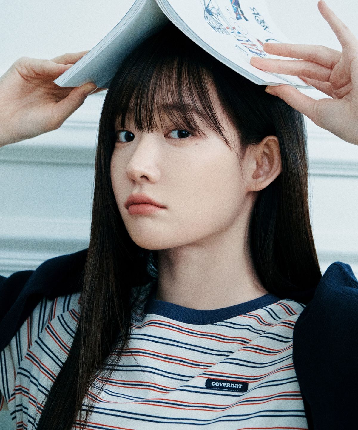 커버낫 우먼(COVERNAT WOMAN) 우먼 스트라이프 티셔츠 차콜