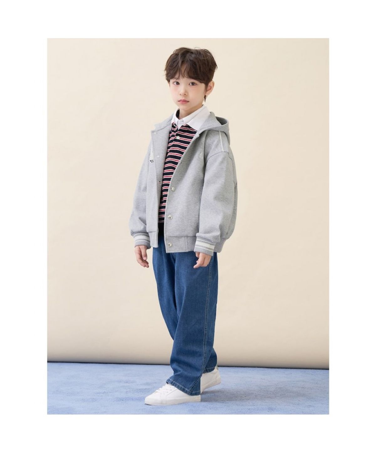 빈폴 키즈(BEANPOLE KIDS) 바서티 후드 점퍼  그레이 (BI6141U013)