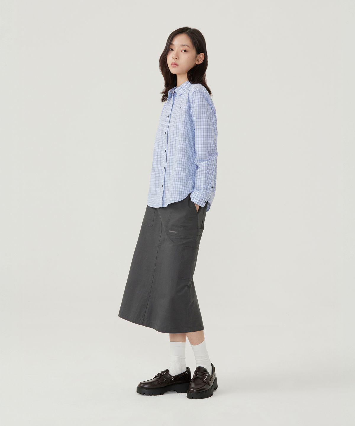 커버낫 우먼(COVERNAT WOMAN) 우먼 체크 셔츠 블루