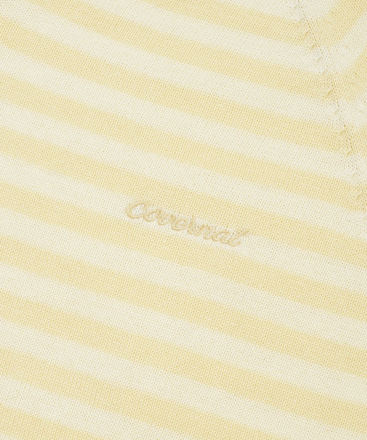 커버낫 우먼(COVERNAT WOMAN) 우먼 스트라이프 브이넥 니트 옐로우