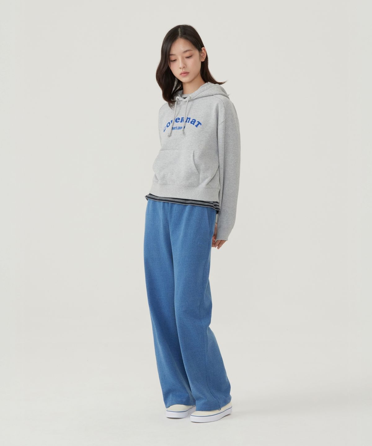 커버낫 우먼(COVERNAT WOMAN) 우먼 쿠퍼로고 후디 멜란지 그레이