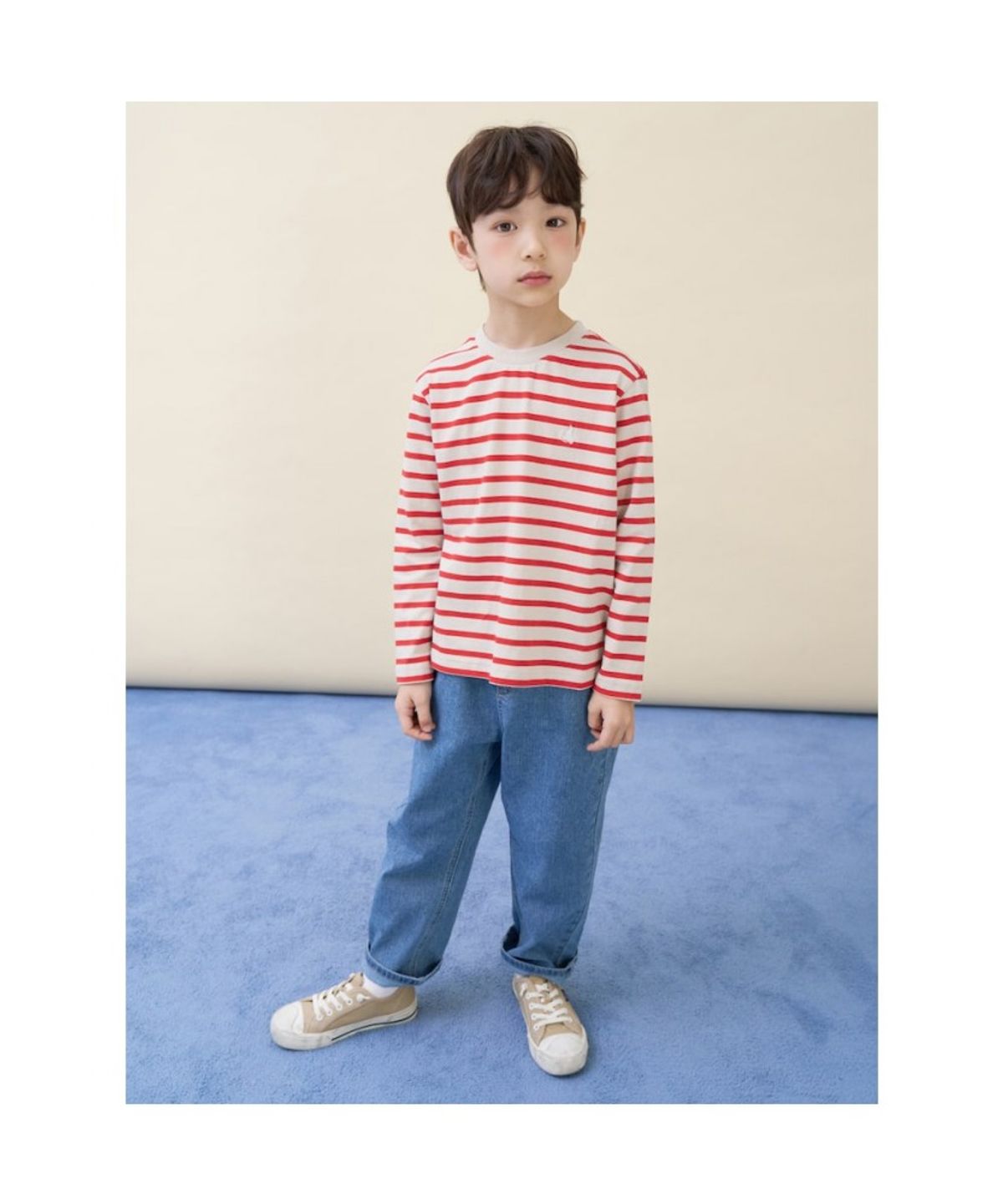 빈폴 키즈(BEANPOLE KIDS) [Essential] 스트라이프 긴소매 티셔츠  베이지 (BI6141UE3A) (BI6141UE3A)