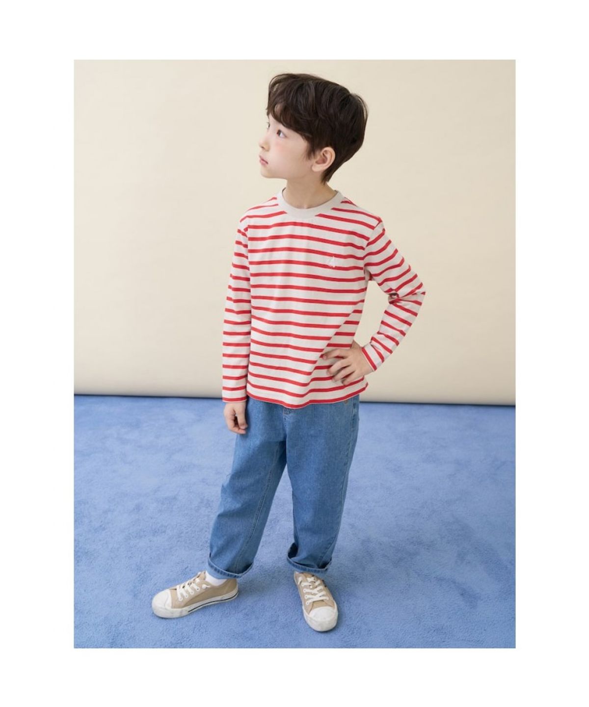 빈폴 키즈(BEANPOLE KIDS) [Essential] 스트라이프 긴소매 티셔츠  베이지 (BI6141UE3A) (BI6141UE3A)