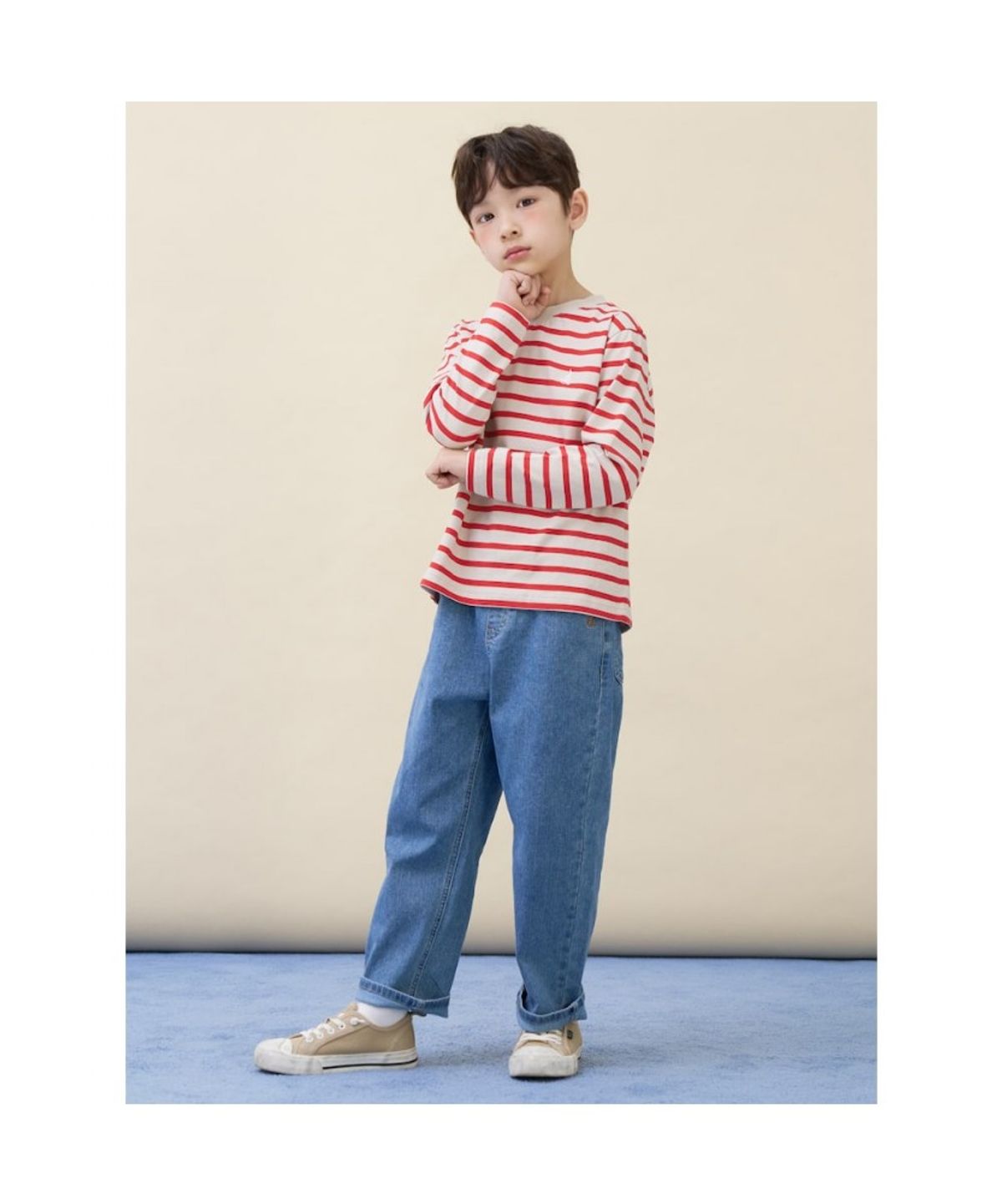 빈폴 키즈(BEANPOLE KIDS) [Essential] 스트라이프 긴소매 티셔츠  베이지 (BI6141UE3A) (BI6141UE3A)