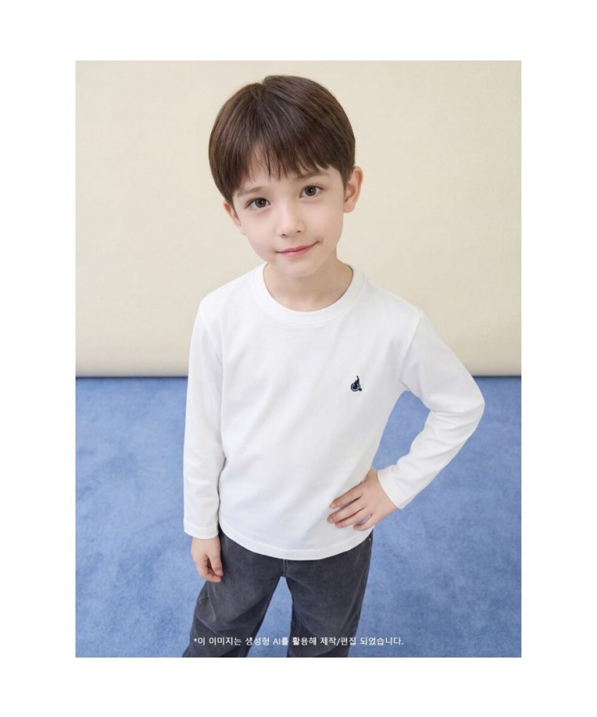빈폴 키즈(BEANPOLE KIDS) [Essential] 수피마 베이직 긴소매 티셔츠  아이보리 (BI6141UE20)