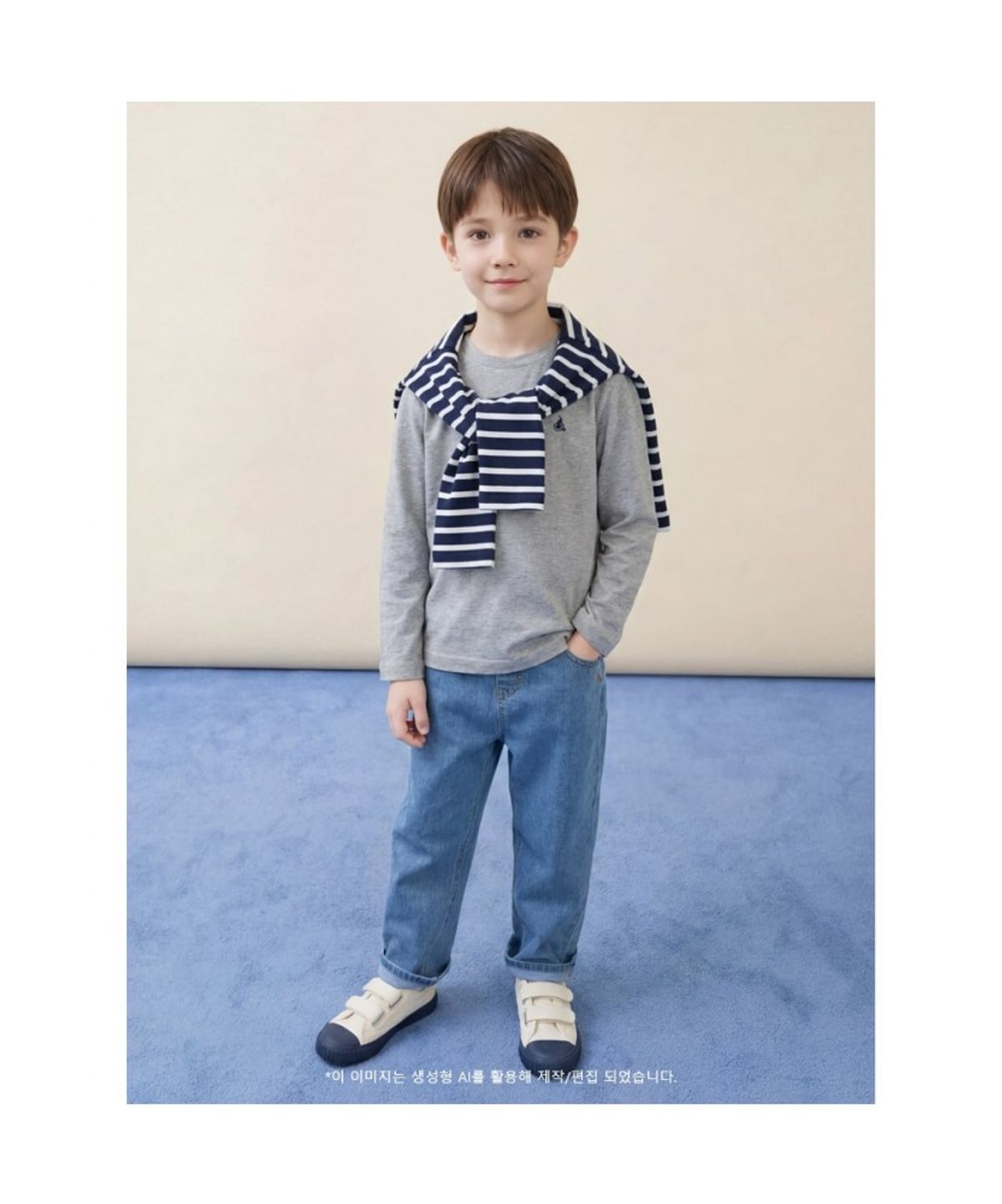 빈폴 키즈(BEANPOLE KIDS) [Essential] 수피마 베이직 긴소매 티셔츠  그레이 (BI6141UE23) (BI6141UE23)