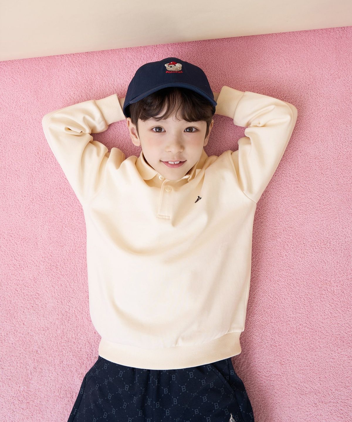 빈폴 키즈(BEANPOLE KIDS) 곰돌이 모노그램 포인트 상하세트  아이보리 (BI6141U090)