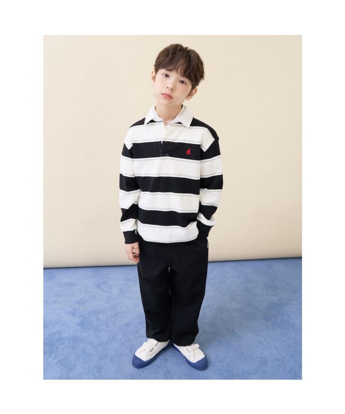 빈폴 키즈(BEANPOLE KIDS) 럭비 스트라이프 긴소매 티셔츠  아이보리 (BI6141U020)