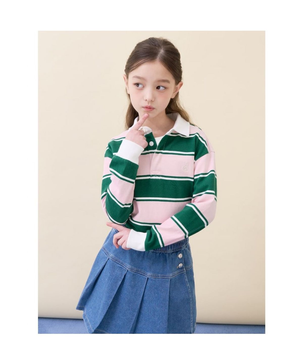 빈폴 키즈(BEANPOLE KIDS) 럭비 스트라이프 긴소매 티셔츠  라이트 핑크 (BI6141U02Y)