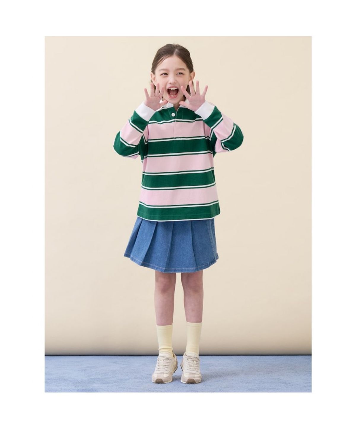 빈폴 키즈(BEANPOLE KIDS) 럭비 스트라이프 긴소매 티셔츠  라이트 핑크 (BI6141U02Y)