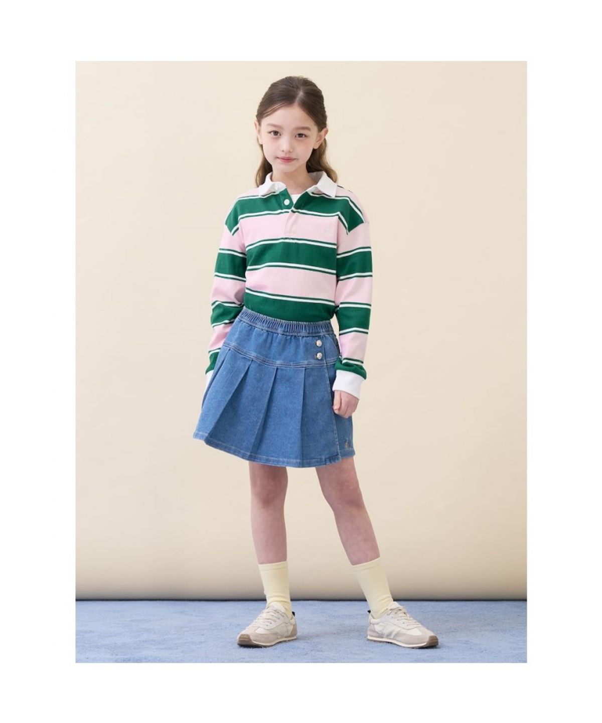 빈폴 키즈(BEANPOLE KIDS) 럭비 스트라이프 긴소매 티셔츠  라이트 핑크 (BI6141U02Y)
