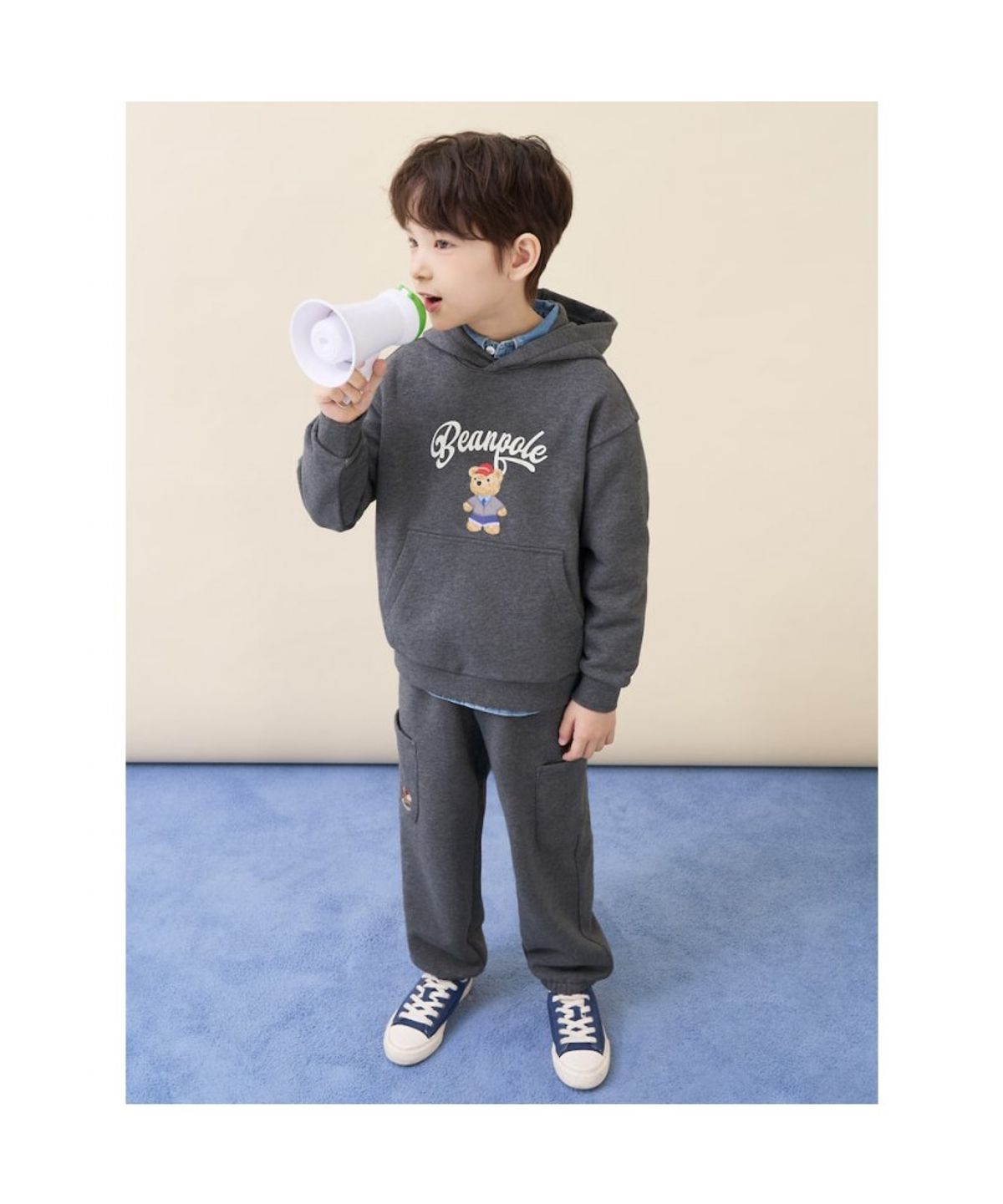 빈폴 키즈(BEANPOLE KIDS) 곰돌이 후드 스웨트 셔츠  애쉬 (BI6141U104)