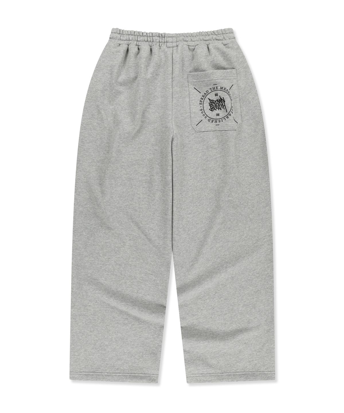 브라운브레스(BROWNBREATH) STAMP TAG WIDE SWEATPANTS - MELANGE GREY