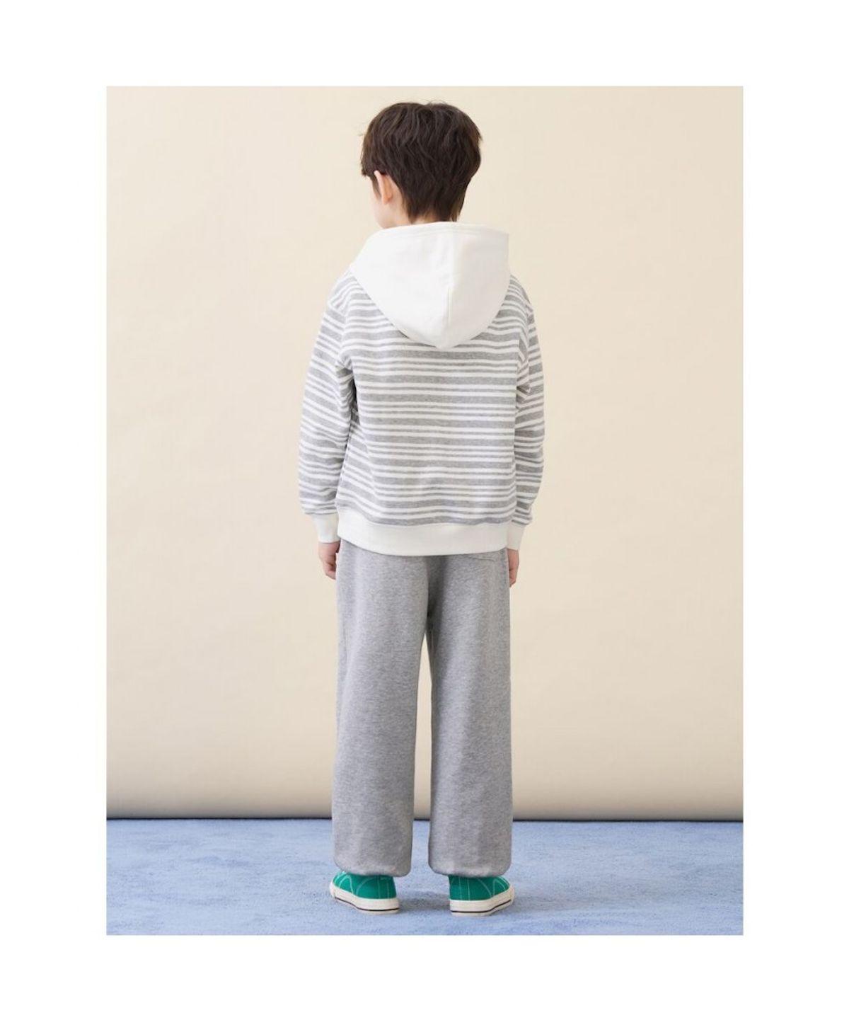 빈폴 키즈(BEANPOLE KIDS) 스트라이프 후드 스웨트 셔츠 상하세트  그레이 (BI6141U123)