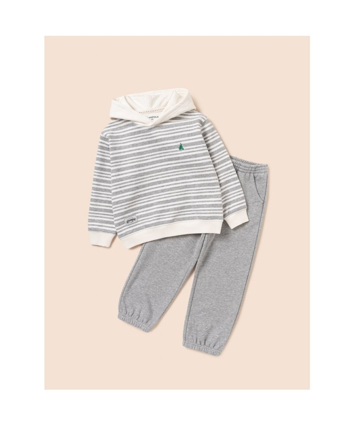 빈폴 키즈(BEANPOLE KIDS) 스트라이프 후드 스웨트 셔츠 상하세트  그레이 (BI6141U123)