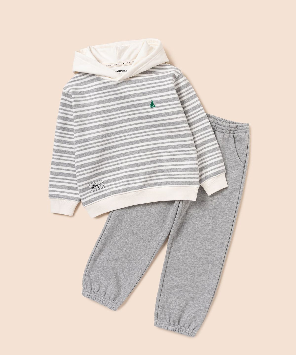 빈폴 키즈(BEANPOLE KIDS) 스트라이프 후드 스웨트 셔츠 상하세트  그레이 (BI6141U123)