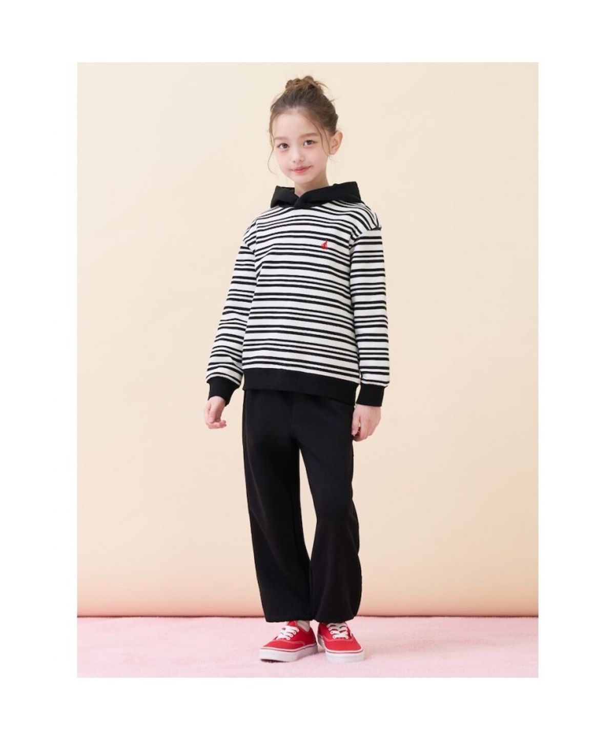빈폴 키즈(BEANPOLE KIDS) 스트라이프 후드 스웨트 셔츠 상하세트  블랙 (BI6141U125)