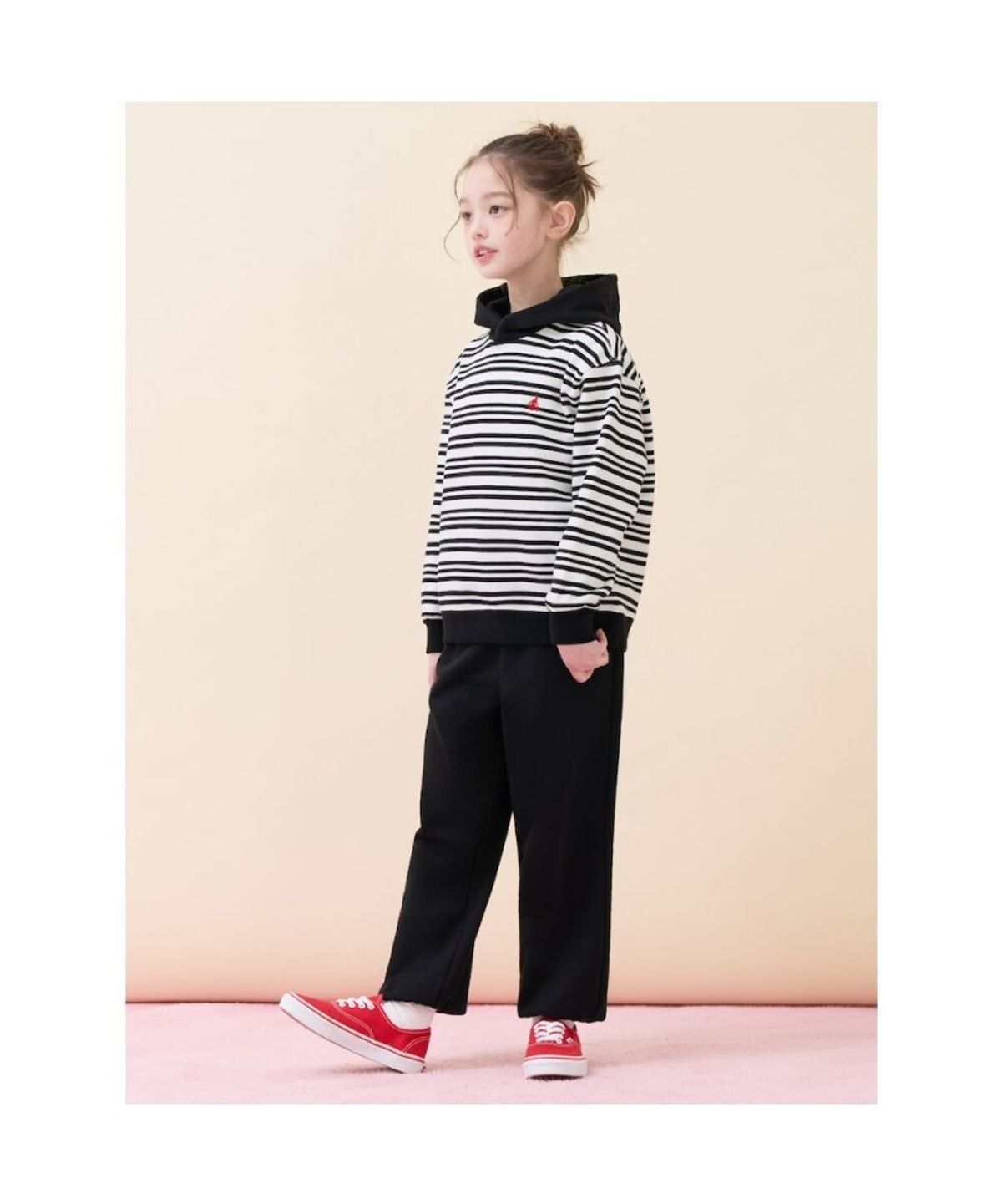 빈폴 키즈(BEANPOLE KIDS) 스트라이프 후드 스웨트 셔츠 상하세트  블랙 (BI6141U125)
