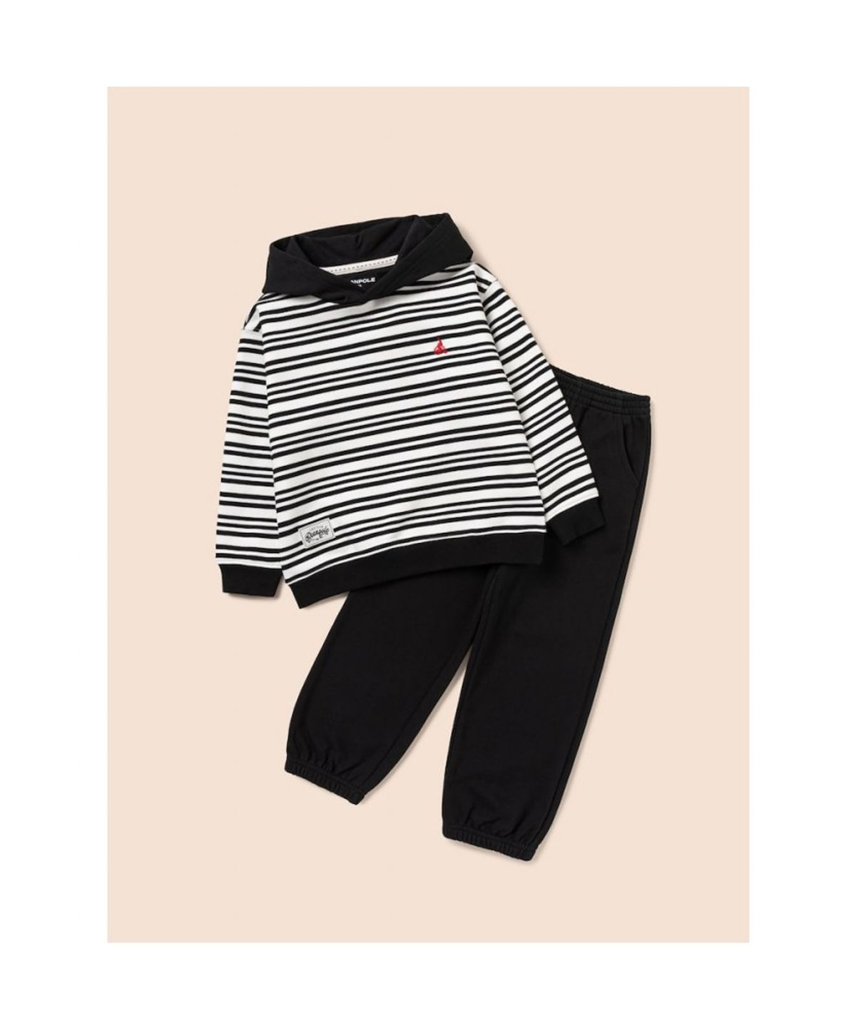 빈폴 키즈(BEANPOLE KIDS) 스트라이프 후드 스웨트 셔츠 상하세트  블랙 (BI6141U125)