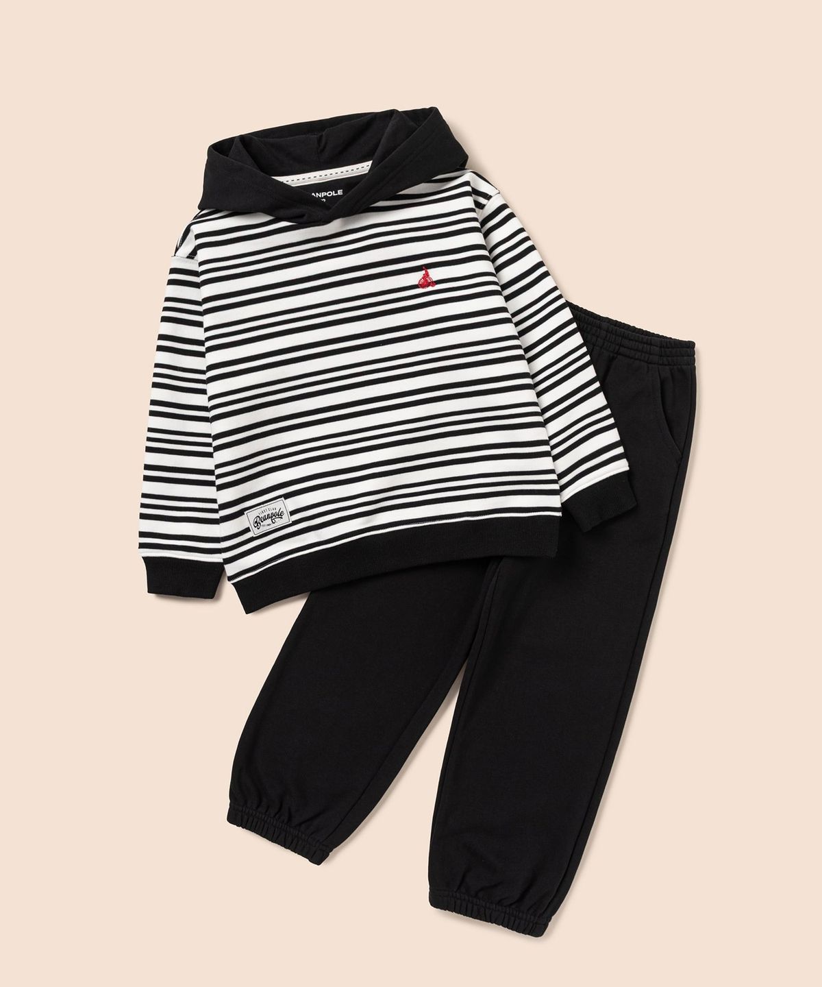 빈폴 키즈(BEANPOLE KIDS) 스트라이프 후드 스웨트 셔츠 상하세트  블랙 (BI6141U125)