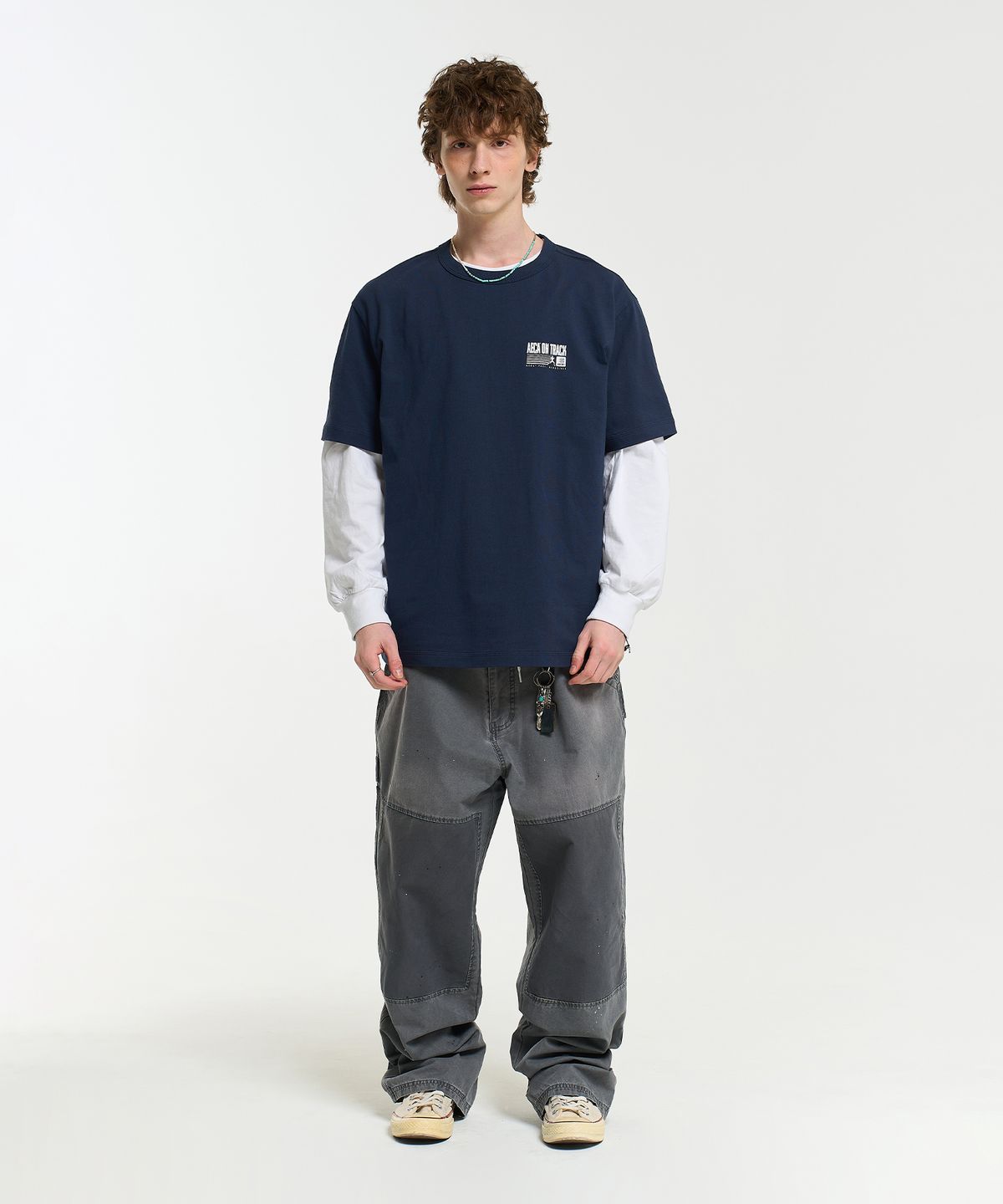 에이카화이트(AECA) AECA ON TRACK HALF SLEEVE TEE-NAVY