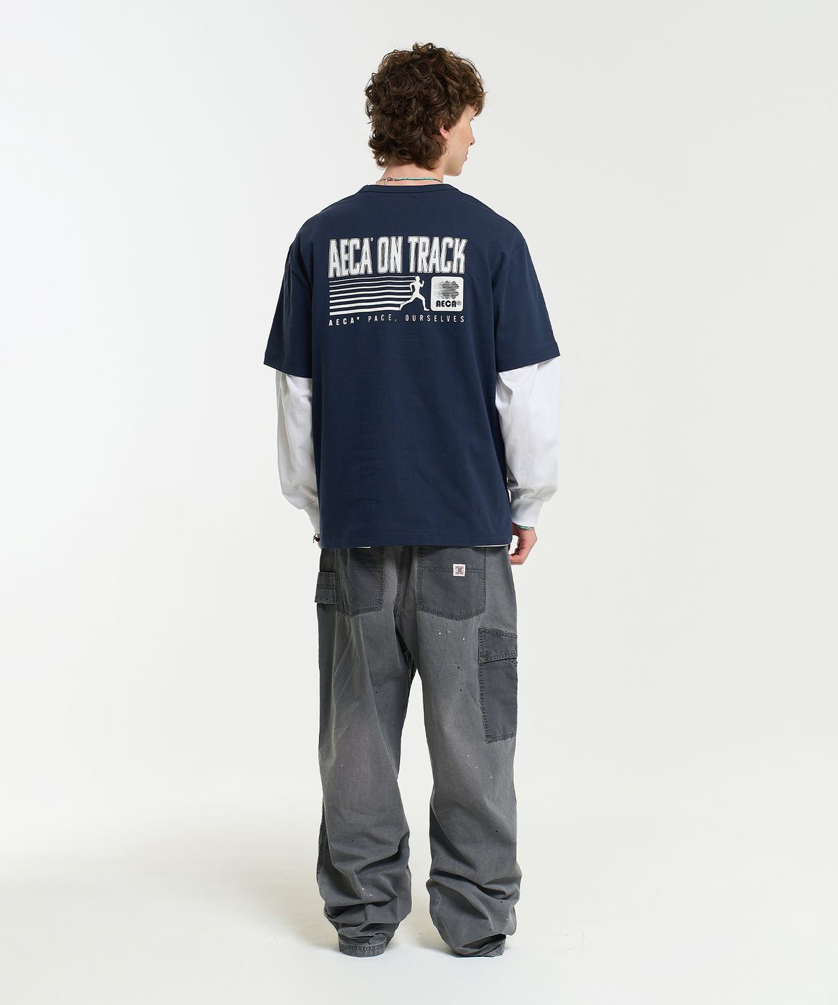 에이카화이트(AECA) AECA ON TRACK HALF SLEEVE TEE-NAVY