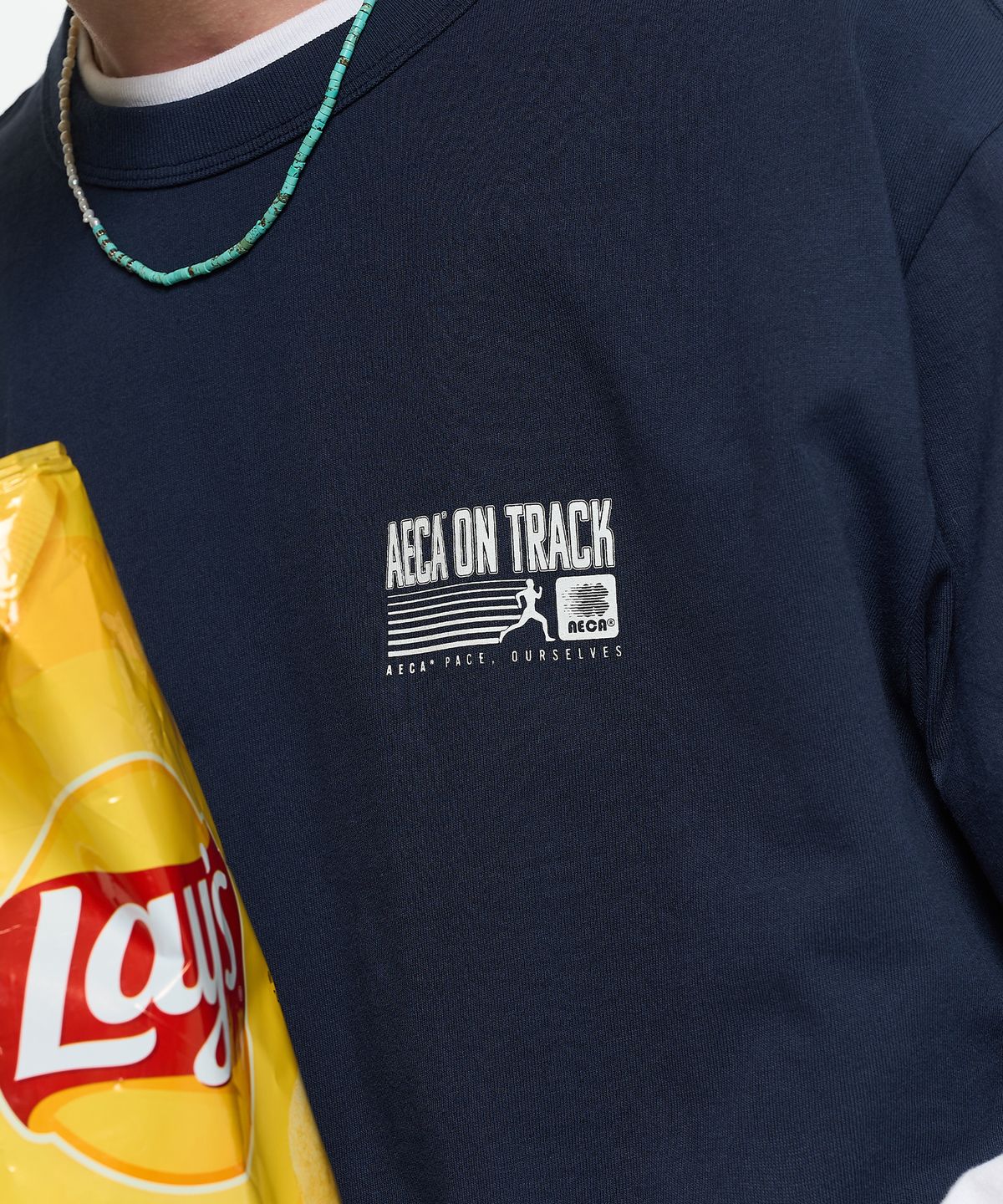에이카화이트(AECA) AECA ON TRACK HALF SLEEVE TEE-NAVY