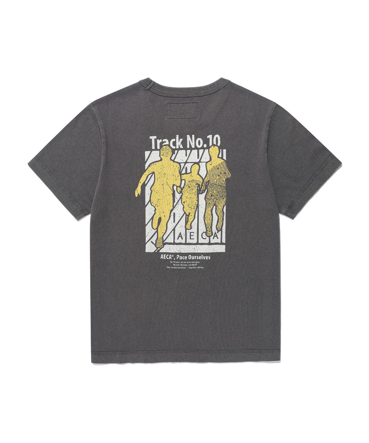 에이카화이트(AECA) (Woman) AECA TRACK NO.10 PART WASHED HALF SLEEVE TEE-CHARCOAL