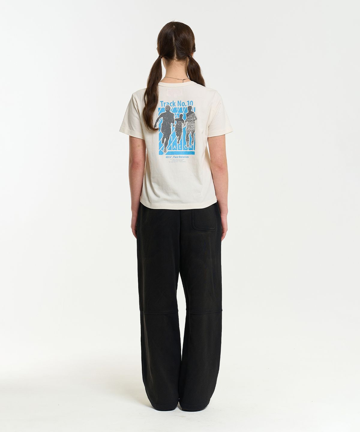 에이카화이트(AECA) (Woman) AECA TRACK NO.10 PART WASHED HALF SLEEVE TEE-ECRU