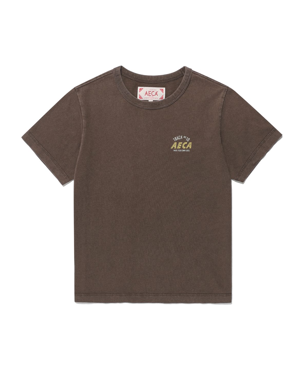 에이카화이트(AECA) (Woman) AECA TRACK NO.10 PART WASHED HALF SLEEVE TEE-BROWN