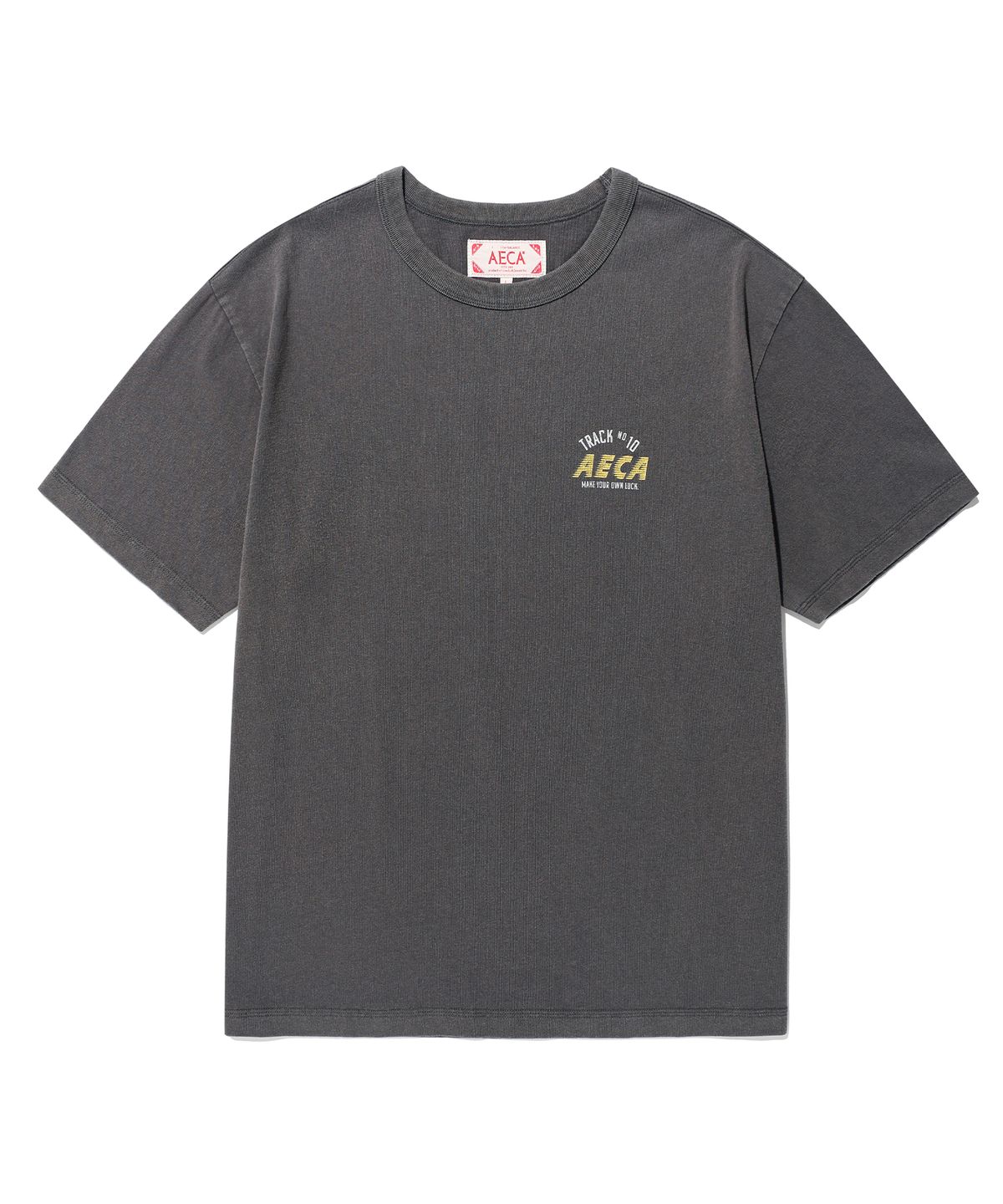 에이카화이트(AECA) AECA TRACK NO.10 PART WASHED HALF SLEEVE TEE-CHARCOAL