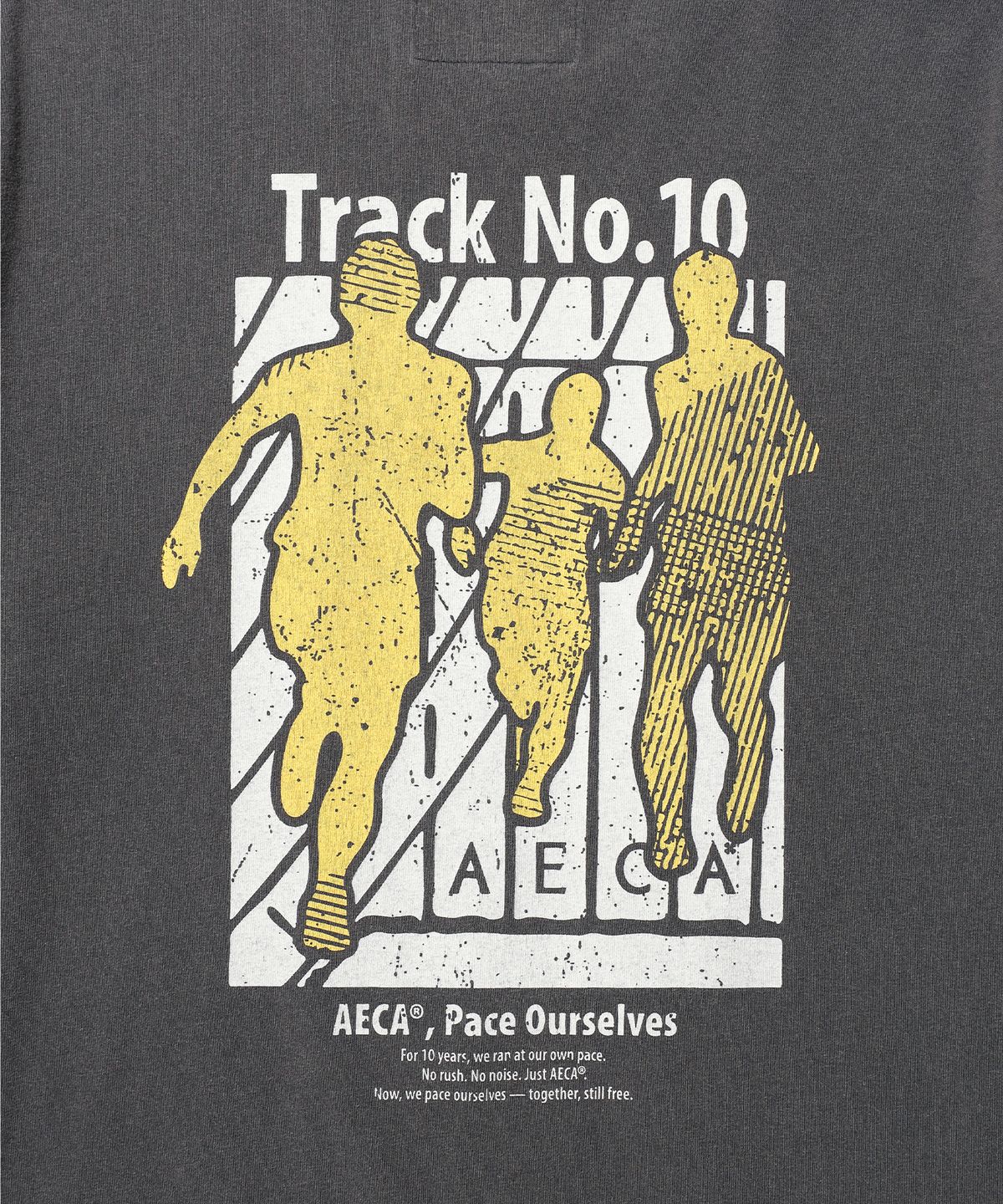 에이카화이트(AECA) AECA TRACK NO.10 PART WASHED HALF SLEEVE TEE-CHARCOAL