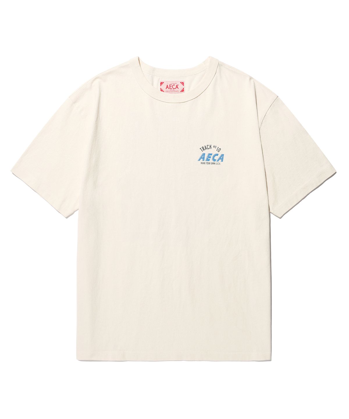 에이카화이트(AECA) AECA TRACK NO.10 PART WASHED HALF SLEEVE TEE-ECRU