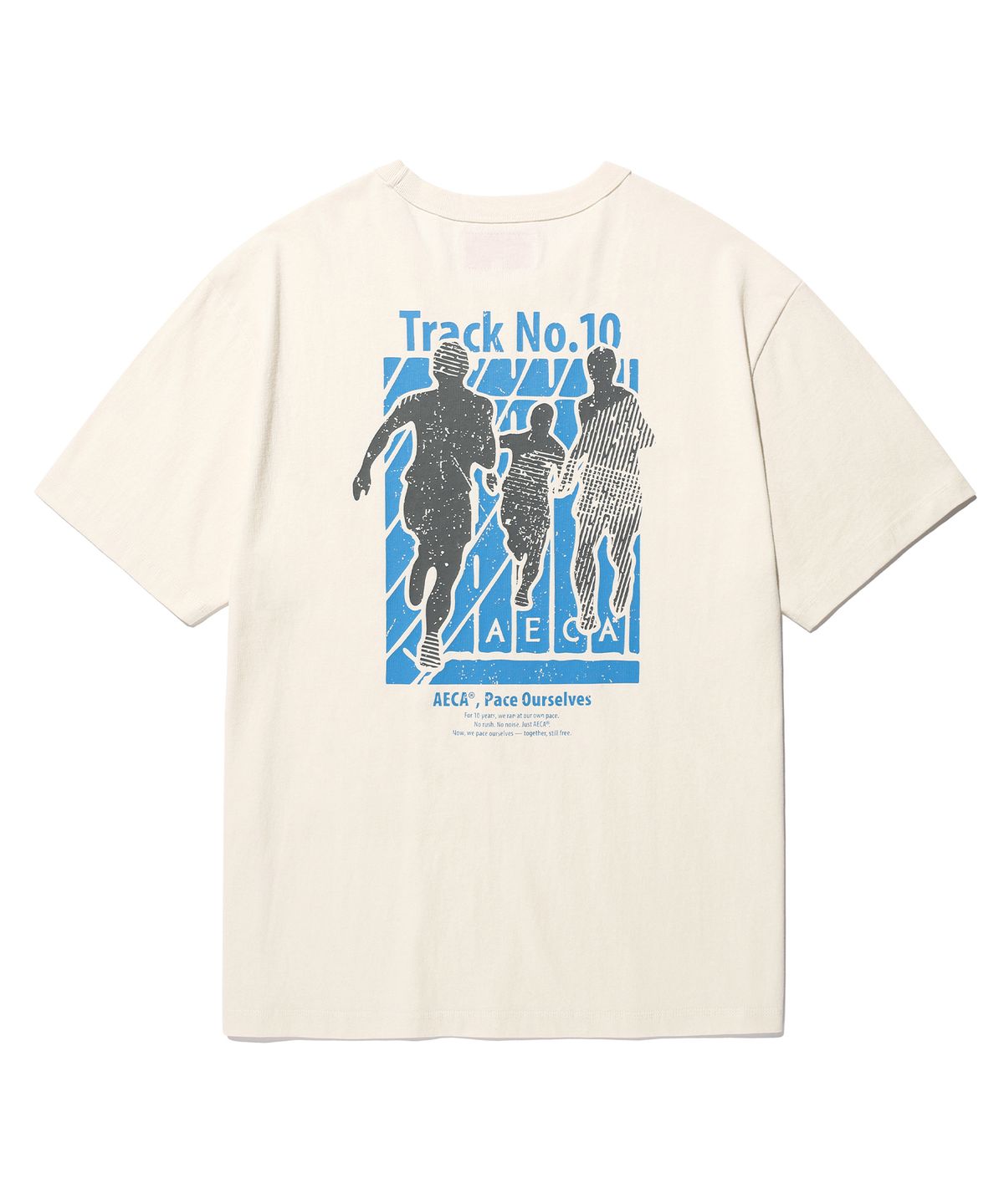 에이카화이트(AECA) AECA TRACK NO.10 PART WASHED HALF SLEEVE TEE-ECRU