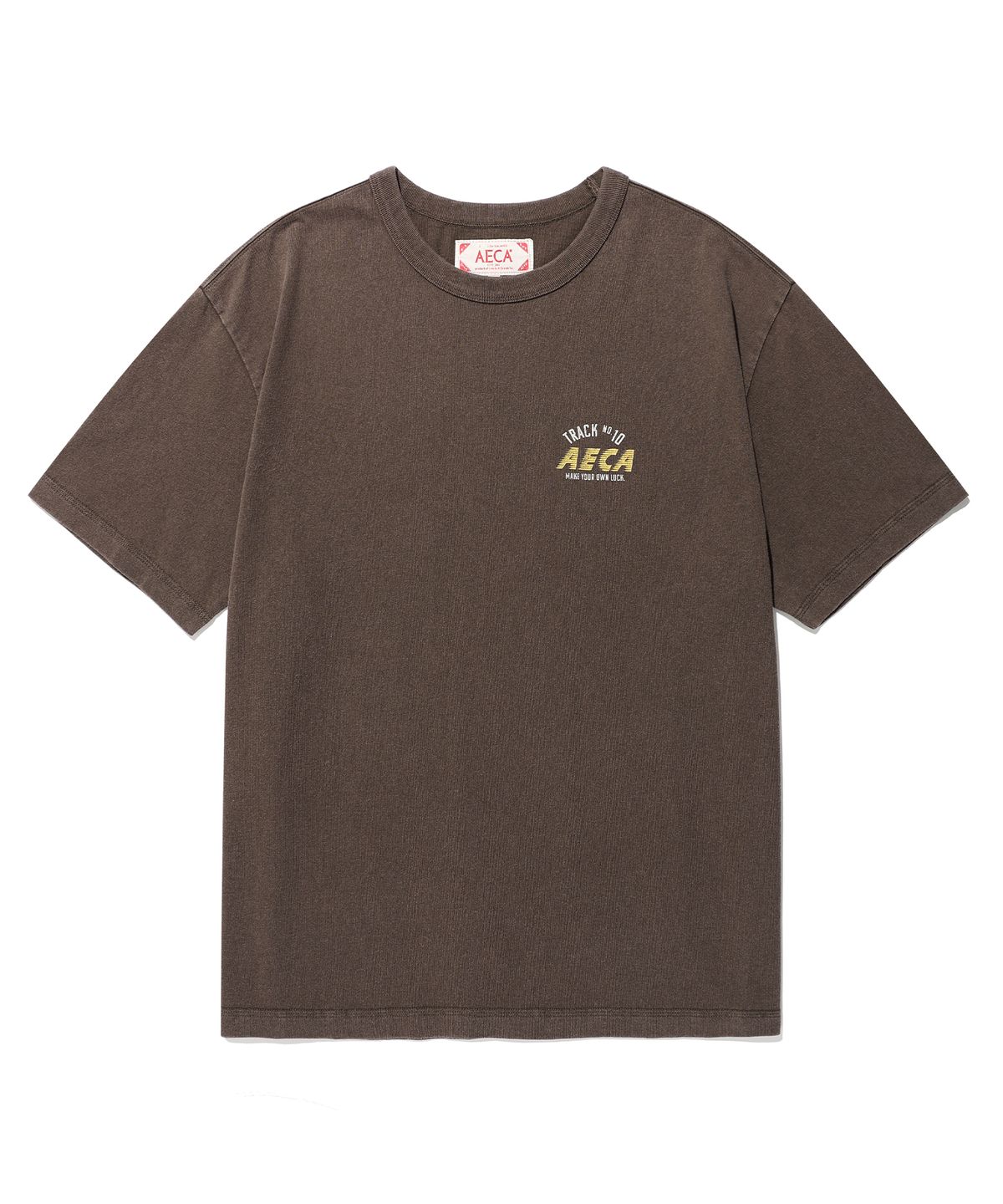 에이카화이트(AECA) AECA TRACK NO.10 PART WASHED HALF SLEEVE TEE-BROWN