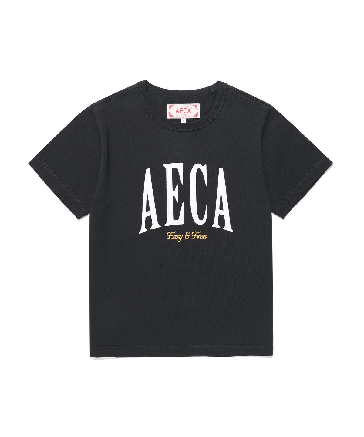 에이카화이트(AECA) (Woman) AECA SYMBOL FELT HALF SLEEVE TEE-BLACK