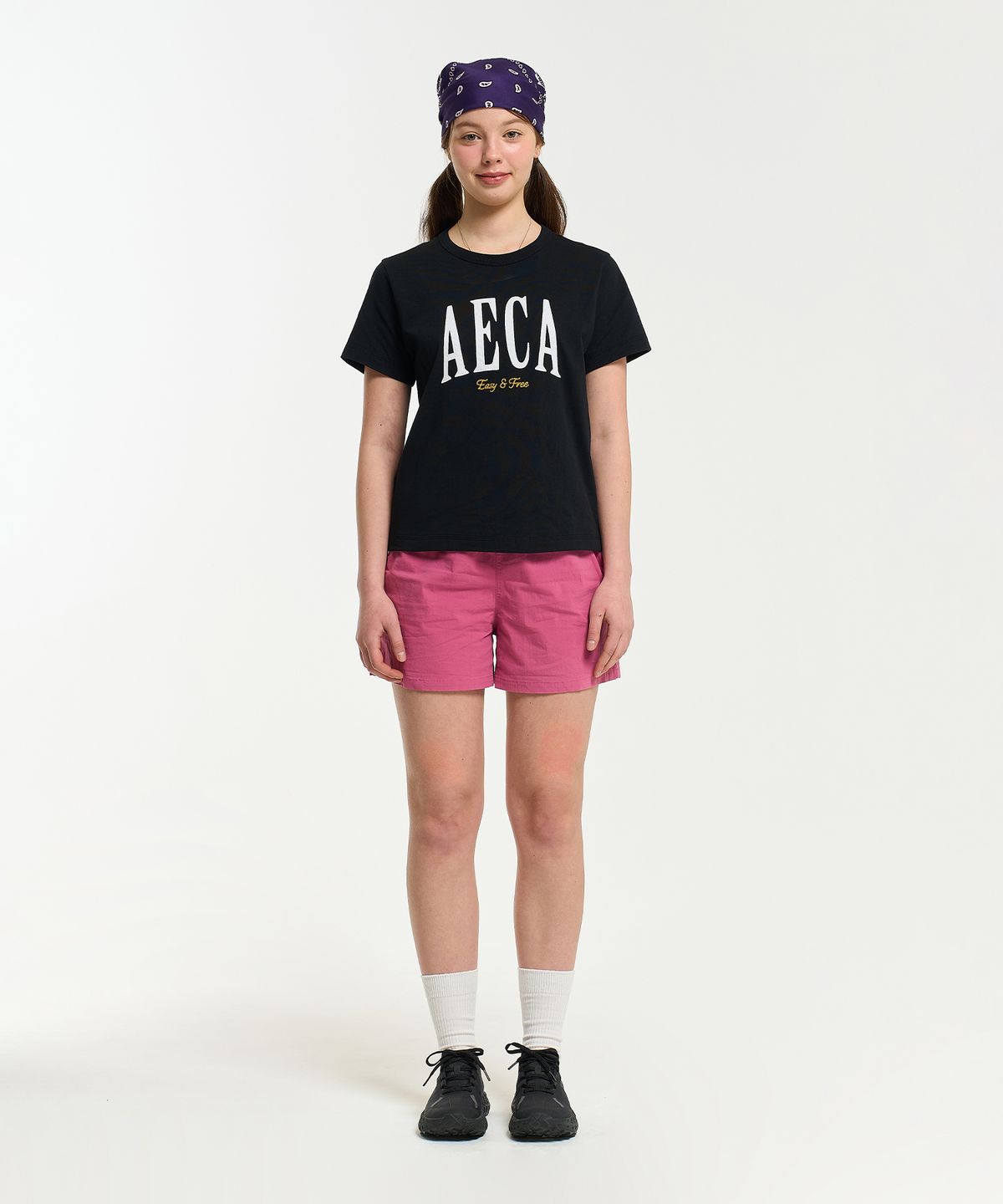 에이카화이트(AECA) (Woman) AECA SYMBOL FELT HALF SLEEVE TEE-BLACK
